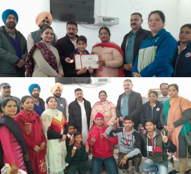 You are currently viewing ਰਾਜ ਪੱਧਰੀ ਸਪੈਸ਼ਲ ਬੱਚਿਆਂ ਦੀਆਂ ਖੇਡਾਂ ਅਤੇ ਰਾਜ ਪੱਧਰੀ ਪ੍ਰਾਇਮਰੀ ਸਕੂਲ ਖੇਡਾਂ ਵਿੱਚ ਮੈਡਲ ਪ੍ਰਾਪਤ ਕਰਨ ਵਾਲੇ ਖਿਡਾਰੀਆਂ ਦਾ ਵਿਭੂਤੀ ਸ਼ਰਮਾਂ ਚੇਅਰਮੈਨ ਪੰਜਾਬ ਟੁਰਿਜਮ ਡਿਵੈਲਪਮੈਂਟ ਕਾਰਪੋਰੇਸ਼ਨ ਨੇ ਕੀਤਾ ਸਨਮਾਨ