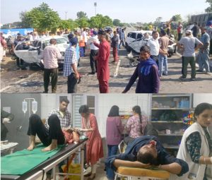 Read more about the article ਪਠਾਨਕੋਟ ਜਲੰਧਰ ਹਾਈਵੇ ਤੇ ਦਾਰਾਪੁਰ ਵਾਈਪਾਸ ਨਜਦੀਕ ਵਾਪਰਿਆ ਵੱਡਾ ਹਾਦਸਾ, ਇੱਕ ਦੀ ਮੌ+ਤ, 8 ਜਖਮੀ 