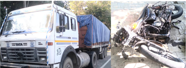 You are currently viewing मोटरसाइकिल और ट्रक की टक्कर मे नौजवान की मौ+त