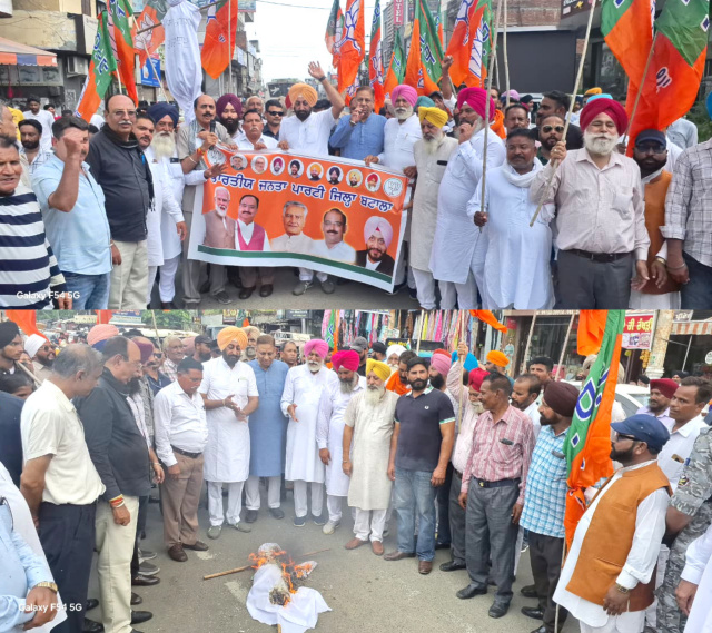 Read more about the article ਭਾਜਪਾ ਆਗੂਆਂ ਨੇ ਫੂਕਿਆ ਪੰਜਾਬ ਸਰਕਾਰ ਦਾ ਪੁਤਲਾ